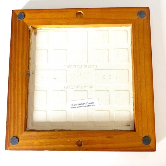 Wood Framed Ceramic Tile Trivet with Egret Lotus Flower Art Zewei Willa O’Conner - Picture 2 of 5